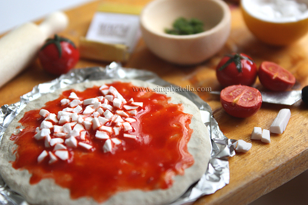 Pizza Margherita's prep board